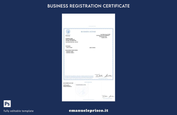 stile verificato Licenza commerciale USA Washington Modello Word e PDF